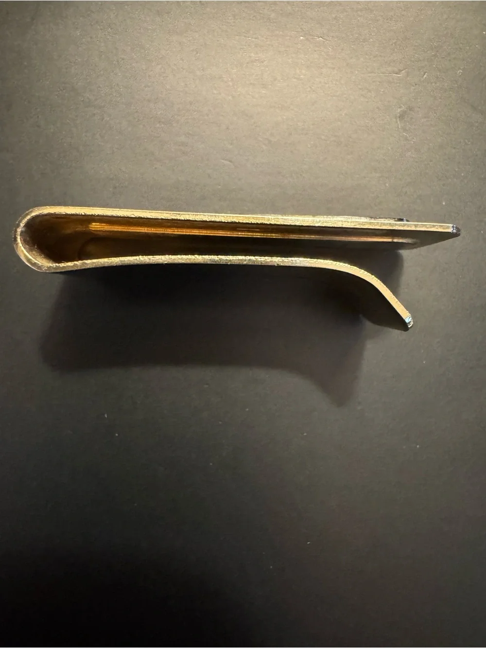 Signed W Gold Tone Black Inlay Crystal Accent Money Clip